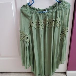 Spense green cold shoulder top
